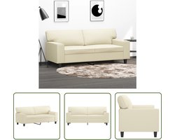 vidaXL Bankstellen - Tweezitsbank - Tweezitsbank 140 cm kunstleer crèmekleurig - Salon Meubilair - Crème Kleur - Kunstleder Sofa
