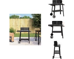 vidaXL Barbecue - Barbecues - Bbq - Houtskool Bbq - Houtskoolbarbecue met wieltjes staal zwart
