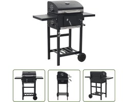 vidaXL Barbecues - Houtkolen Bbq - Houtskoolbarbecue met onderplank zwart - Buitengrill - Tuinkoken - Gasbbq