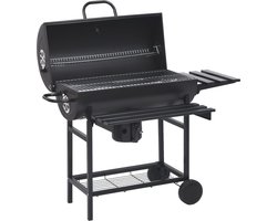 vidaXL Barbecuevat met wielen en schappen 115x85x95 cm staal zwart