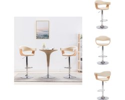 vidaXL Barkruk - Barkrukken - Bar Kruk - Bar Krukken - Barkrukken 2 st gebogen hout en kunstleer crèmekleurig