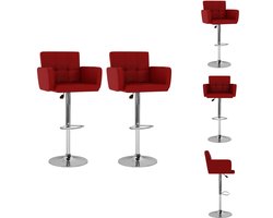 vidaXL Barkruk - Barkrukken - Bar Kruk - Bar Krukken - Barkrukken 2 st kunstleer wijnrood