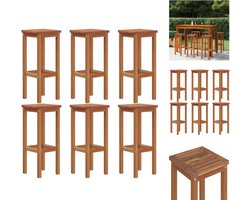 vidaXL Barkruk - Barkrukken - Barstoel - Bar Kruk - Barkrukken 6 st massief acaciahout