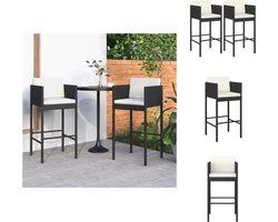 vidaXL Barkruk - Barkrukken - Barstoel - Barstoel - Barkrukken 2 st met kussens poly rattan zwart