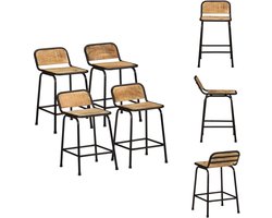 vidaXL Barkruk - Barkrukken - Stoel - Ontbijt Barkruk - Barkrukken 4 st 46x35,5x70 cm massief hout ruw mangohout