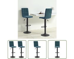 vidaXL Barkruk - Barstoel - Barkrukken 2 st fluweel blauw - Stoel - Lounge Stoel - Eetkamerstoel
