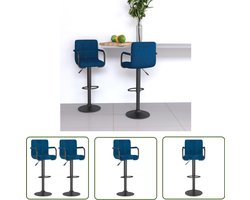 vidaXL Barkruk - Barstoel - Barkrukken 2 st fluweel blauw - Velours Stoel - Blauwe Barkruk - In Hoogte Verstelbare Barkruk