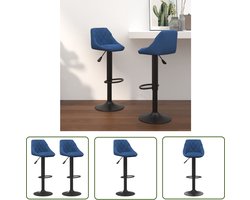vidaXL Barkruk - Barstoel - Barkrukken 2 st fluweel blauw - Velvet Stoel - Blauwe Stoel - Verstelbare Barkruk