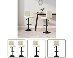 vidaXL Barkruk - Barstoel - Barkrukken 2 st fluweel crèmekleurig - Eetkamerstoel - Stoel - Lounge Stoel