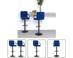 vidaXL Barkruk - Barstoel - Barkrukken 2 st stof blauw - Eetkamerstoel - Lounge Stoel - Moderne Stoel