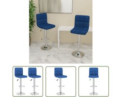 vidaXL Barkruk - Barstoel - Barkrukken 2 st stof blauw - Stoel - Lounge Stoel - Eetkamerstoel
