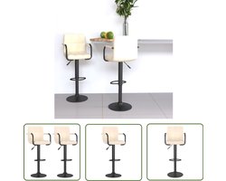 vidaXL Barkruk - Barstoel - Barkrukken 2 st stof crèmekleurig - Eetkamerstoel - Creme Kleur - Metalen Frame