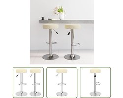 vidaXL Barkruk - Barstoel - Barkrukken 2 st stof crèmekleurig - Stoffen Barkruk - Design Barkruk - Crème Kleur