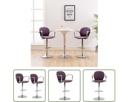 vidaXL Barkruk - Barstoel - Barkrukken met armleuning 2 st kunstleer paars - Eetkamerstoelen - Keukenstoelen - Lounge Stoel