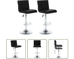 vidaXL Barkruk - Barstoel - Barstoelen 2 st kunstleer zwart - Eetkamerstoel - Zwarte Stoel - Kunstleder Stoel