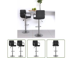 vidaXL Barkruk - Barstoel - Barstoelen 2 st kunstleer zwart - Keukenstoel - Eetkamerstoel - Design Stoel