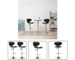 vidaXL Barkruk - Barstoel - Barstoelen 2 st kunstleer zwart - Keukenstoel - Ontbijtsteen - Dining Chair