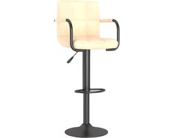 vidaXL - Barkruk - fluweel - crèmekleurig