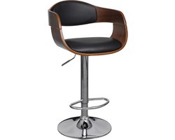 vidaXL - Barkruk - gebogen - hout - en - kunstleer