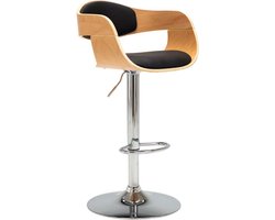 vidaXL - Barkruk - gebogen - hout - en - kunstleer - zwart