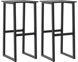 vidaXL - Barkrukken - 2 - st - 38x38x80 - cm - gepoedercoat - staal - zwart