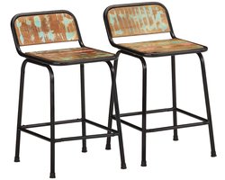 vidaXL - Barkrukken - 2 - st - 46x35,5x70 - cm - massief - gerecycled - hout