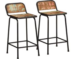 vidaXL - Barkrukken - 2 - st - 46x35,5x80 - cm - massief - gerecycled - hout