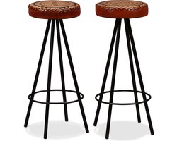 vidaXL - Barkrukken - 2 - st - echt - leer