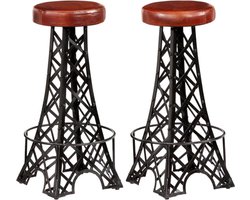 vidaXL - Barkrukken - 2 - st - echt - leer