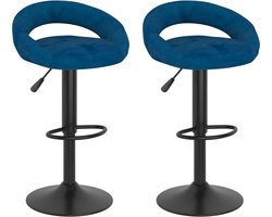 vidaXL Barkrukken 2 st fluweel blauw