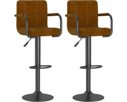 vidaXL - Barkrukken - 2 - st - fluweel - bruin