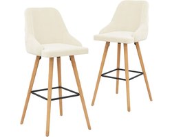 vidaXL - Barkrukken - 2 - st - fluweel - crèmekleurig