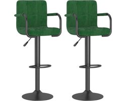 vidaXL - Barkrukken - 2 - st - fluweel - donkergroen