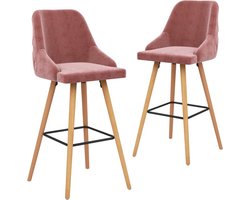 vidaXL - Barkrukken - 2 - st - fluweel - roze