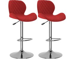 vidaXL - Barkrukken - 2 - st - fluweel - wijnrood