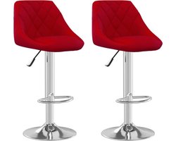 vidaXL - Barkrukken - 2 - st - fluweel - wijnrood