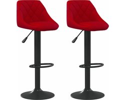 vidaXL - Barkrukken - 2 - st - fluweel - wijnrood