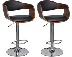 vidaXL - Barkrukken - 2 - st - gebogen - hout - en - kunstleer