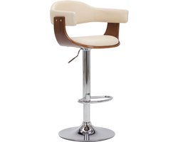 vidaXL - Barkrukken - 2 - st - gebogen - hout - en - kunstleer - crèmekleurig