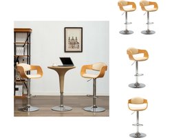 vidaXL - Barkrukken - 2 - st - gebogen - hout - en - kunstleer - crèmekleurig