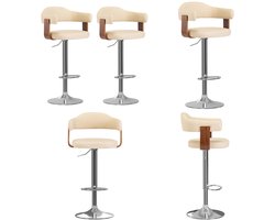 vidaXL Barkrukken 2 st gebogen hout en kunstleer crèmekleurig - Barkruk - Barkrukken - Kruk - Krukken