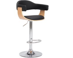 vidaXL - Barkrukken - 2 - st - gebogen - hout - en - kunstleer - zwart