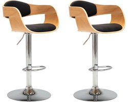 vidaXL - Barkrukken - 2 - st - gebogen - hout - en - kunstleer - zwart