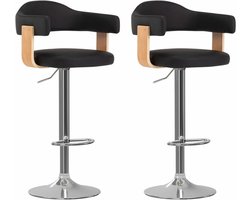 vidaXL - Barkrukken - 2 - st - gebogen - hout - en - kunstleer - zwart