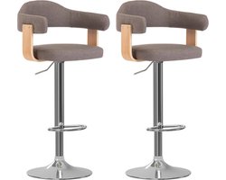 vidaXL - Barkrukken - 2 - st - gebogen - hout - en - stof - taupe
