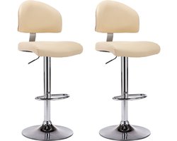 vidaXL - Barkrukken - 2 - st - kunstleer - crèmekleurig