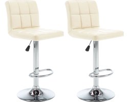 vidaXL - Barkrukken - 2 - st - kunstleer - crèmekleurig