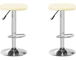 vidaXL Barkrukken 2 st kunstleer crèmekleurig