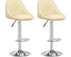 vidaXL - Barkrukken - 2 - st - kunstleer - crèmekleurig