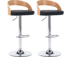 vidaXL - Barkrukken - 2 - st - kunstleer - en - gebogen - hout - zwart